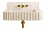 Floating Beige Marble Sink | Custom Wall Mounted Wash Basin | Water Fixtures by Vero Marble