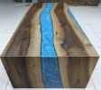 60" x 26" Waterfall Epoxy Resin Coffee Table | Dining River | Dining Table in Tables by LuxuryEpoxyFurniture. Item made of wood with synthetic