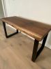 Solid Walnut Live Edge Desk | Tables by Good Wood Brothers. Item made of walnut with metal works with mid century modern & modern style