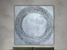 Silver leaf art glittter painting silver abstract art silver | Oil And Acrylic Painting in Paintings by Berez Art. Item made of canvas works with minimalism & mid century modern style