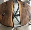 Custom 44" Diameter, Round Walnut Wood, Clear Epoxy Dining | Dining Table in Tables by LuxuryEpoxyFurniture. Item made of wood & synthetic