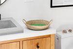 Woven Round Tray I Light Green | Decorative Tray in Decorative Objects by NEEPA HUT. Item made of wool with fiber