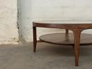 Modern Round Wood Coffee Table with Glass Top, USA made | Tables by Marco Bogazzi