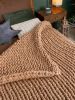 Chunky knit blanket beige | Linens & Bedding by Anzy Home. Item made of fiber