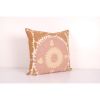 Uzbek Faded Pink Suzani Cushion Cover, Square Suzani Pink Pi | Pillows by Vintage Pillows Store