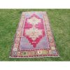 Vintage Faded Tan and Blue Turkish Wool Rug | Area Rug in Rugs by Vintage Pillows Store. Item made of cotton & fiber