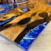 Custom Ocean Table, Epoxy Resin Table,  Epoxy Dining Table, Live edge Walnut Table | Tables by Ironscustomwood. Item made of wood