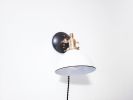 Adjustable Bedside Reading Wall Light - Matte Black & White | Sconces by Retro Steam Works. Item made of fabric & metal compatible with mid century modern style
