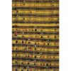 Striped Yellow Turkish Kilim With Tulu Details 6'8'' X 7'5'' | Area Rug in Rugs by Vintage Pillows Store