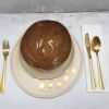 Modern Stoneware Dinner Set in Brown & Cream & 24k Gold Trim | Bowl in Dinnerware by YomYomceramic