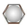 Walnut and Brushed Metal Floating Hexagon Mirror | Decorative Objects by Sand & Iron