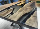 Brown Walnut Smoke Epoxy Resin Dining Table | Tables by LuxuryEpoxyFurniture. Item made of wood & synthetic