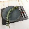 Luxurious placemat for dinning table (glossy gray), 1 pc. | Tableware by DecoMundo Home. Item made of fabric with stone works with minimalism & country & farmhouse style
