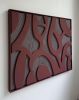 Textured 3D Geometric Wall Art: Burgundy & Taupe Relief Painting, Plaster Concrete Sculpture | Wall Sculpture in Wall Hangings by Vaiva Art Atelier