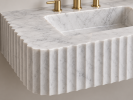 Floating Carrara Marble Sink | Custom Wall Mounted Wash Basin | Work by Vero Marble