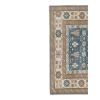 Handknotted Square Blue Wool Turkish Kars Rug 5.4 x 6.3 Ft | Area Rug in Rugs by Vintage Pillows Store. Item made of wool with fiber