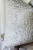 Silver Abstract Velvet Squares Pillow 22x22 | Pillows by Vantage Design