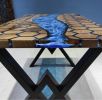 Hexagon Honeycomb | Custom Ocean Table | Live Edge Epoxy | Dining Table in Tables by LuxuryEpoxyFurniture. Item made of wood with synthetic