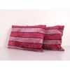 Ikat Pink Lumbar Pillow Cover - Set of Two Silk Striped Velv | Cushion in Pillows by Vintage Pillows Store