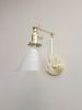 Swing Arm Adjustable Wall Light - Glass Cone Shade | Sconces by Retro Steam Works. Item made of metal with glass works with industrial style
