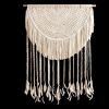 Handwoven Ivory Wool Wall Hanging, Boho Minimalist Fringe Decor | Wall Hangings by Swiflo
