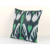 Uzbekistan Ikat Square Pillow Cover Cushion, Square Green Ha | Pillows by Vintage Pillows Store