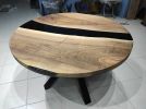 Custom 48" Diameter, Round Walnut Wood, Black Epoxy Dining | Dining Table in Tables by LuxuryEpoxyFurniture. Item composed of wood & synthetic