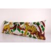 Tiger Design Yellow Extra Long Ikat Velvet Pillow, Animal Pr | Cushion in Pillows by Vintage Pillows Store