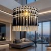 Large Modern Black & White Macrame Chandelier, Handmade Boho Ceiling Decor, Statement Fiber Art Lighting | Macrame Wall Hanging in Wall Hangings by RavaTapestryArt