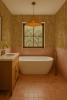 Inked Foliage Wallpaper, mustard and peach | Wall Treatments by Samantha Santana Wallpaper & Creative Studio