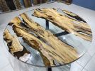Custom Round Coffee Table, Clear Epoxy Resin Table, Edge | Dining Table in Tables by LuxuryEpoxyFurniture. Item made of wood with synthetic
