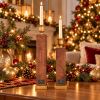 Handcrafted Mahogany Candle Holders – Geometric Marquetry Gift Set (Holiday Edition) | Decorative Objects by Vesta Corte