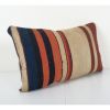 Vintage Striped Kilim Rug Pillow Cover, Organic Wool Tribal | Cushion in Pillows by Vintage Pillows Store