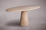 Solitary Cone Travertine Oval Dining Table | Tables by HamamDecor LLC