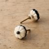 Black and White Bone Knob, Carved Flower Cabinet Drawer Pull, Shabby Chic Cupboard Hardware | Nightstand in Storage by IKKAZA