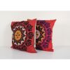 Set of Two Suzani Red Cushion Cover, Tribal Square | Sham in Linens & Bedding by Vintage Pillows Store. Item made of cotton with fiber
