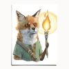 Storybook Fox Watercolour Print, Traveller with Lantern Wall Art | Prints in Paintings by The Ugly Cat Studio