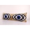 Gold Ikat Eye Velvet Pillow, Handwoven Silk Velvet Extra Lon | Cushion in Pillows by Vintage Pillows Store
