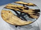 Custom Order 52" Olive Clear Round Epoxy Dining Table | Tables by LuxuryEpoxyFurniture. Item composed of wood and synthetic