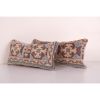 Muted Turkish Oushak Rug Pillow - Pair Vintage Wool Rectangu | Cushion in Pillows by Vintage Pillows Store