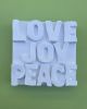 Love Joy Peace 4" x 4" | Mixed Media in Paintings by Emeline Tate. Item composed of canvas and synthetic