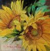 Sunflowers floral oil painting original framed 6x6, Mom gift | Oil And Acrylic Painting in Paintings by Natart. Item made of canvas with synthetic works with contemporary style