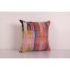 Striped Design Turkish Anatolian Kilim Pillow cover, Square | Cushion in Pillows by Vintage Pillows Store