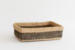 Woven Catchall Storage Tray | Stripe Noir | Decorative Tray in Decorative Objects by NEEPA HUT. Item made of fiber