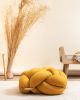 (M) Yellow Desert Vegan Suede Knot Floor Cushion | Pillows by Knots Studio. Item made of wood & cotton