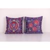 Suzani Pillow Cases Fashioned from a Vintage Suzani, Pair Pu | Cushion in Pillows by Vintage Pillows Store