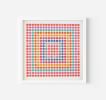 Painted Dot Collage Concentric Squares Red | Paintings by Amelia Coward