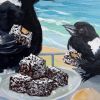 Bondi Lamington - Original painting | Oil And Acrylic Painting in Paintings by Meredith H. Item made of canvas works with boho & contemporary style