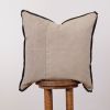 Cream Grey Vintage Fabric with Black Flange Pillow 20x20 | Pillows by Vantage Design