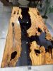 Custom Olive Table - Dining Table - Epoxy Resin River Table | Tables by Tinella Collection. Item composed of wood and metal in contemporary or art deco style